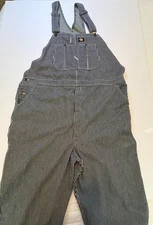 Dickies Bib Utility Overalls Carpenter Hickory Railroad Stripe Blue Waist 44x32