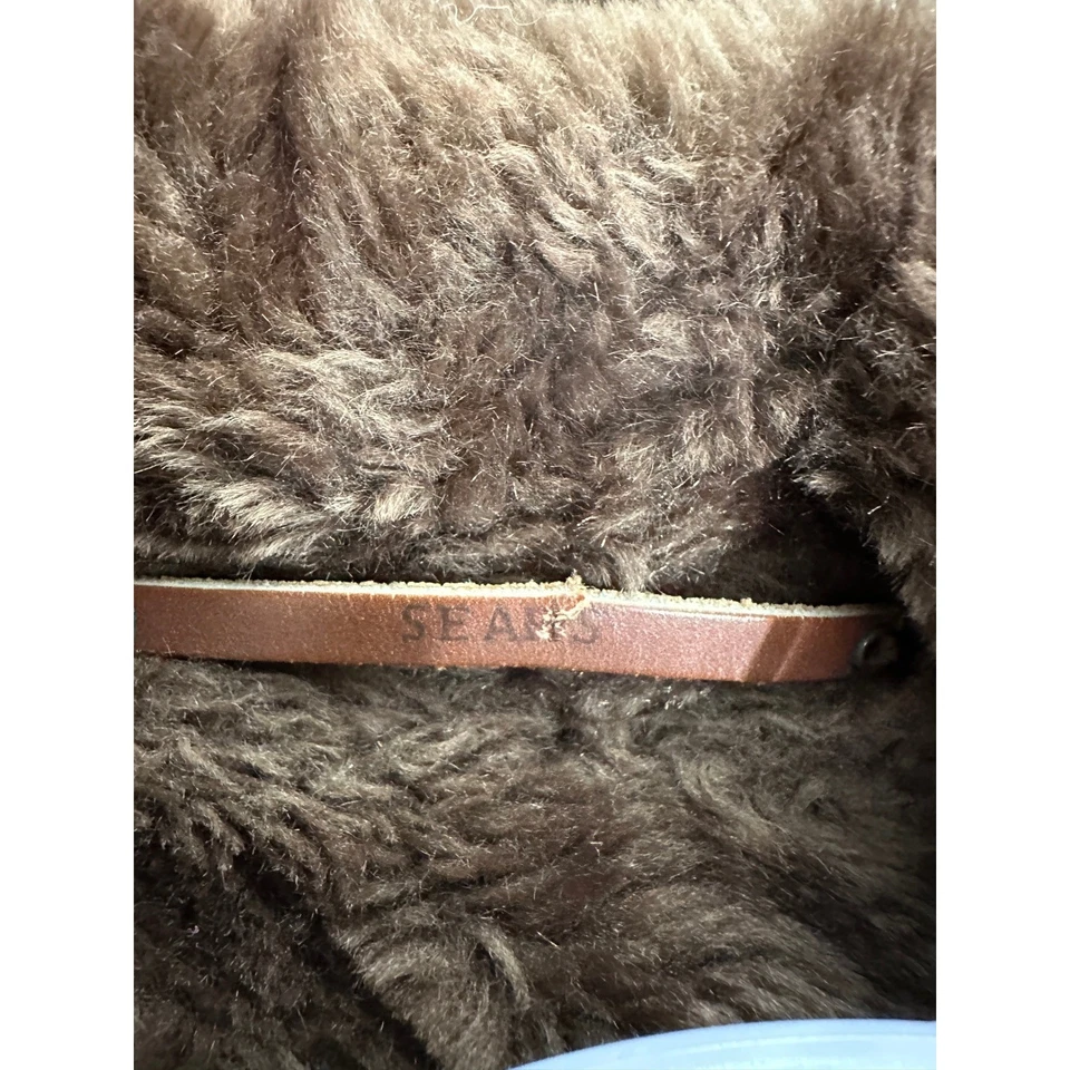 Abrigo de piel sintética vintage años 60 Sears para mujer marrón felpa chaqueta de doble pecho EE. UU. Foto 3 de 4