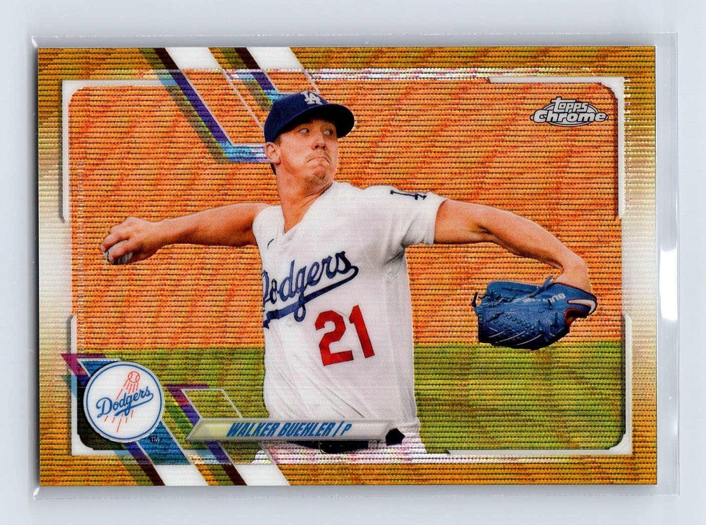 Walker Buehler 2021 Topps Chrome #157 Gold Wave Refractor #/50
