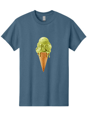 Pistachio-Ice-Cream-Cone Mens Graphic Tee, 100% Cotton, Casual Summer Wear