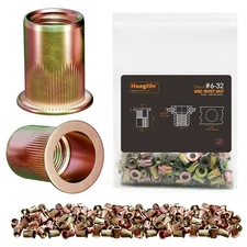 HANGLIFE Rivet Nut, #6-32 UNC SAE Rivnut - Flat Head Nutserts, #6-32(100pcs) 