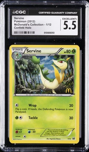 2012 POKEMON MCDONALD'S COLLECTION CONFETTI HOLO #1 SERVINE CGC 5.5