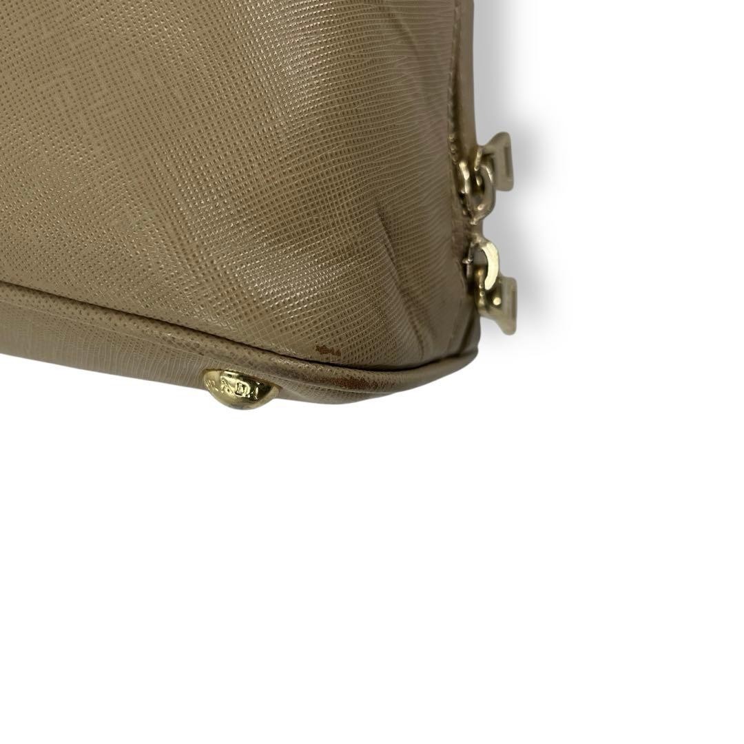 Prada Lux Saffiano Leather Beige Triangle Logo Tote Bag Auth thumbnail 10