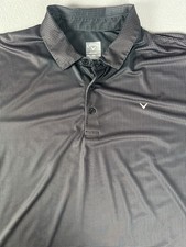 Callaway Opti-Dri Mens XXL Black All Over Geometric Logo Stretch Golf Polo Shirt