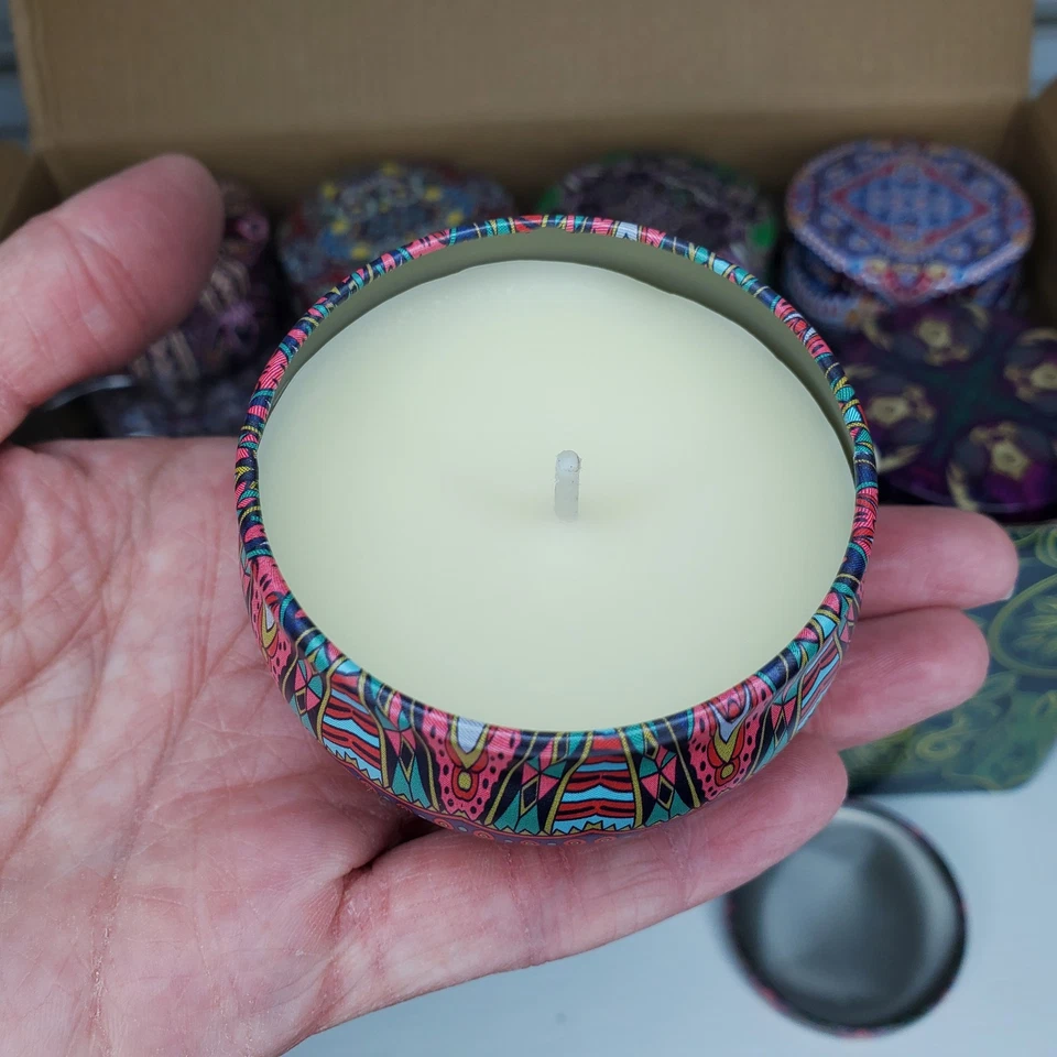 Lot of 24 Small Mandala Design Candle Tins With Unused Candles - Image 4 of 4