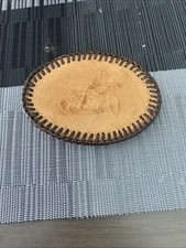 Vintage Leather Belt Buckle With Embossed Motorcycle And Rider