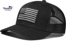 American Flag Trucker Hat, Patriotic Baseball Cap for Men  Women, Breathable Me