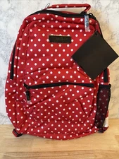 Ju-JU-BE Be Packed Backpack Black Ruby Red/White Minnie Disney Polka Dots NWT