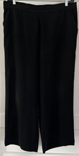 Loft Ladies Dress Pants L Black Pull-on Elastic Waist Wide Leg With Pockets EUC