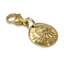 Gold Fossil Clip-on Charm, Prehistoric Accessory for Bags and Jewelry