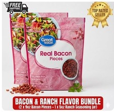Great Value Real Bacon Pieces, 9oz - Pack of 2 Gluten-Free, Keto-Friendly
