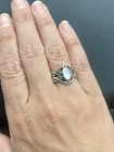 925 Sterling Silver Oval Mother of Pearl Ring Scrollwork Vintage Size 5.5
