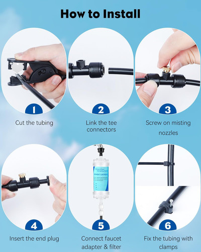 Pawfly Misters for Outside Patio, 50 ft Outdoor Misting Cooling System...