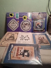 7 Vintage Crafting Items-Cross Stich-Sewing Patterns All from 80's and 90's--(D)