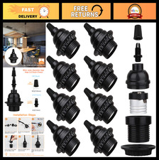 8 Pack E26 E27 Light Sockets - Black Screw Ba...