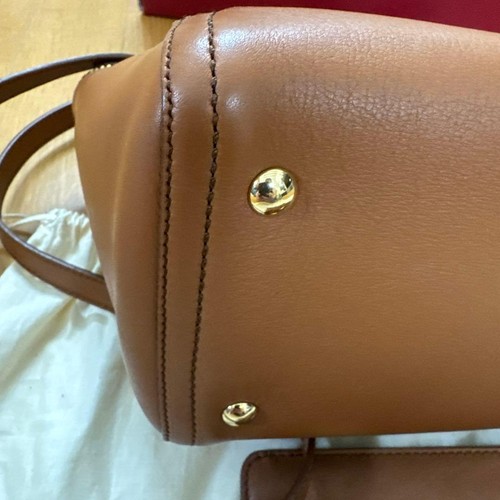 Salvatore Ferragamo Gancini Handbag Shoulder Bag Brown Leather Gold Hardware - Picture 7 of 8