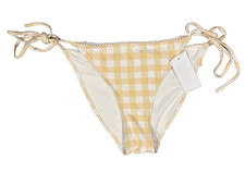 Charlie Holiday Bridgette Tie Side Bikini Bottom sz L Lemon Gingham