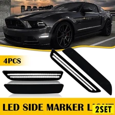 1/2Set Smoke LED Marker Side Light Front&Rear Fender Fit 10-14 Dark Mustang Ford