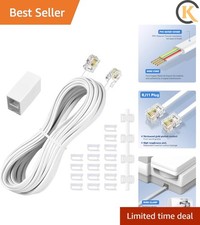 Phone extension Cord 25 Ft, Telephone Cable with Standard RJ11 Plug and 1 in-...