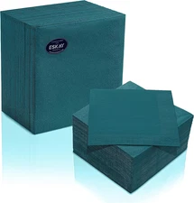 Ocean Teal Lunch Napkins, 3-Ply Disposable Paper Napkins-Bar, Cocktail, Weddings