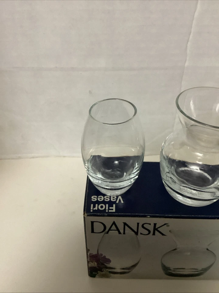 Juego de 3 mini jarrones de vidrio transparente Dansk Fiori estilos mixtos caja original de 3" Foto 2 de 4