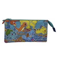 PokéMon Dreifach FedermäPpchen 3 FäCher Federmappe Mit ReißVerschluss