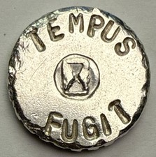 Seller Crafted 1 Troy Oz .999 Fine Silver Round Poured & Stamped W/ Tempus Fugit 106.10 per troy oz