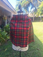 Scottish Kilt 100% Wool 24" Waist.Multi Color Tartan Plaid. Leather Straps. 