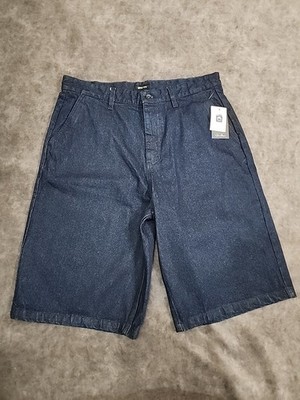 NWT Men Size 34 Brixton Baggy Fit Dark Blue Denim 12'' Cotton Jorts