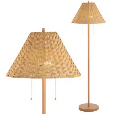JONATHAN Y JYL3092A Nando 61'' 2-Light Coastal Bohemian Iron/Rattan LED Floor