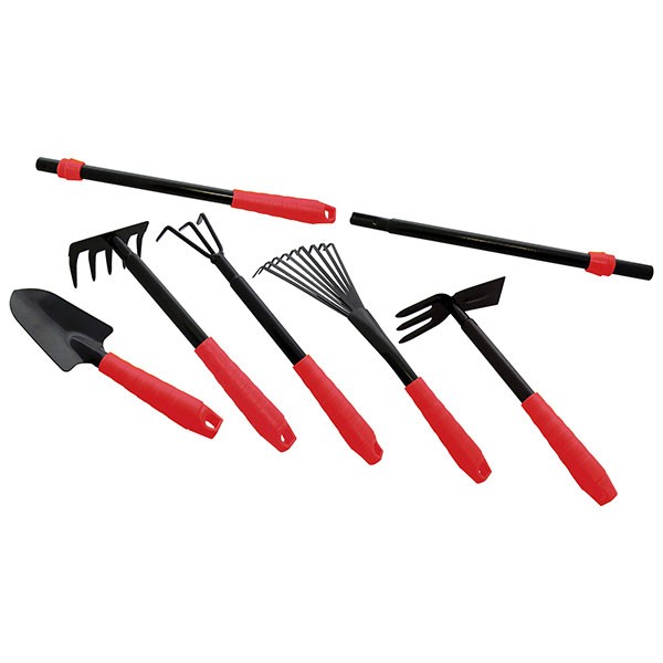 U0955 Garden Tool Kit 7 Pieces Hand Trowel Soil Rake Fork Hoe Cultivator Amtech