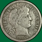 1916 Barber Dime Very Fine VF Coin #46349