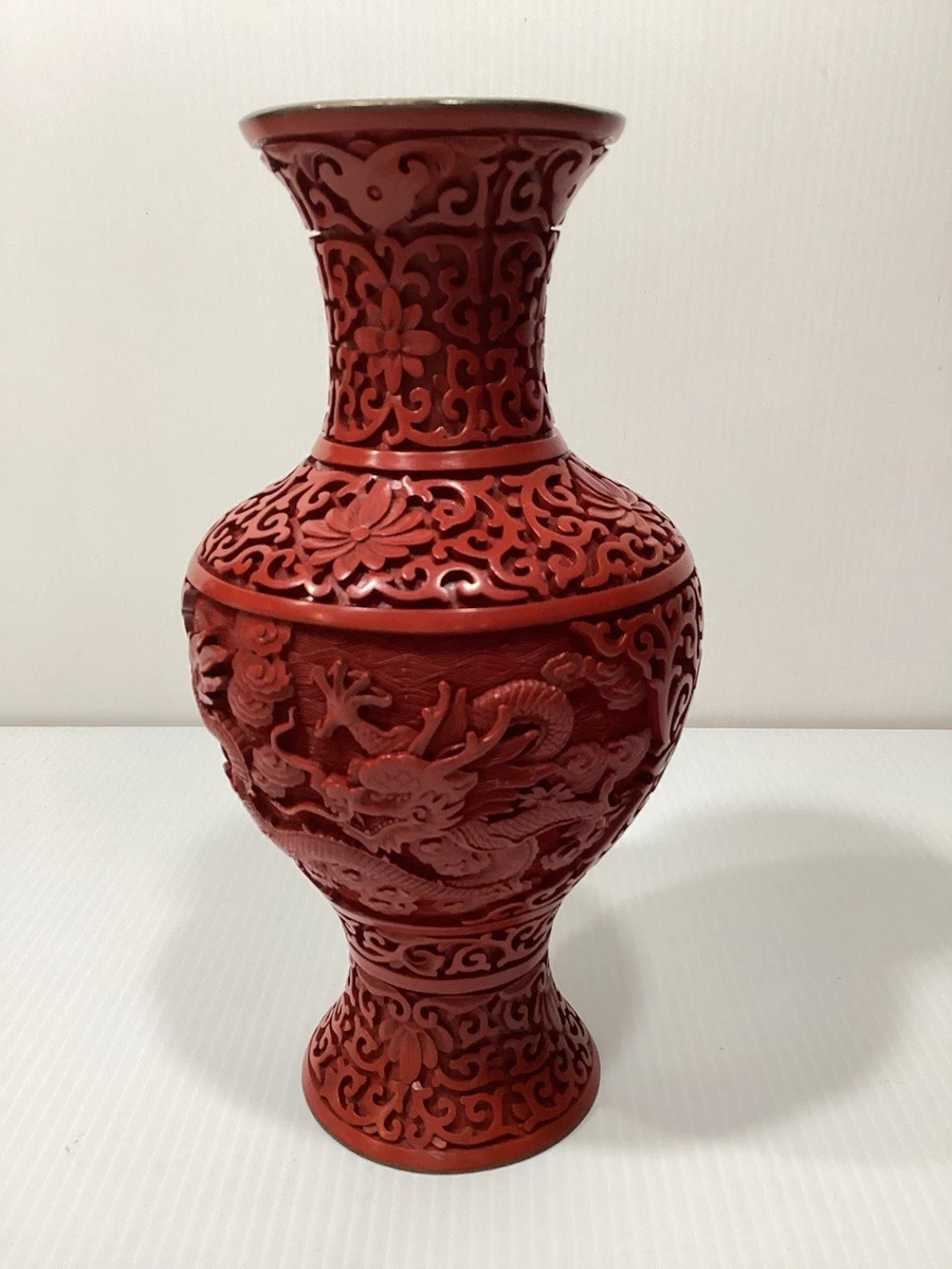 红色黄铜主中国古董花瓶| eBay