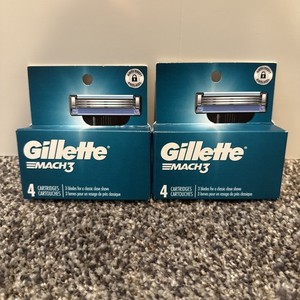 Gillette - Mach 3 Blades - 4 Cartridges - Set Of 2 - New - 3 Blades