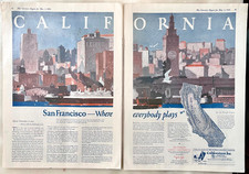 1926 two page magazine ad for California featuring San Francisco, skyline