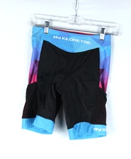 MY KILOMETRE Triathlon 8" Shorts Womens Medium Blue Pink Padded Cycling