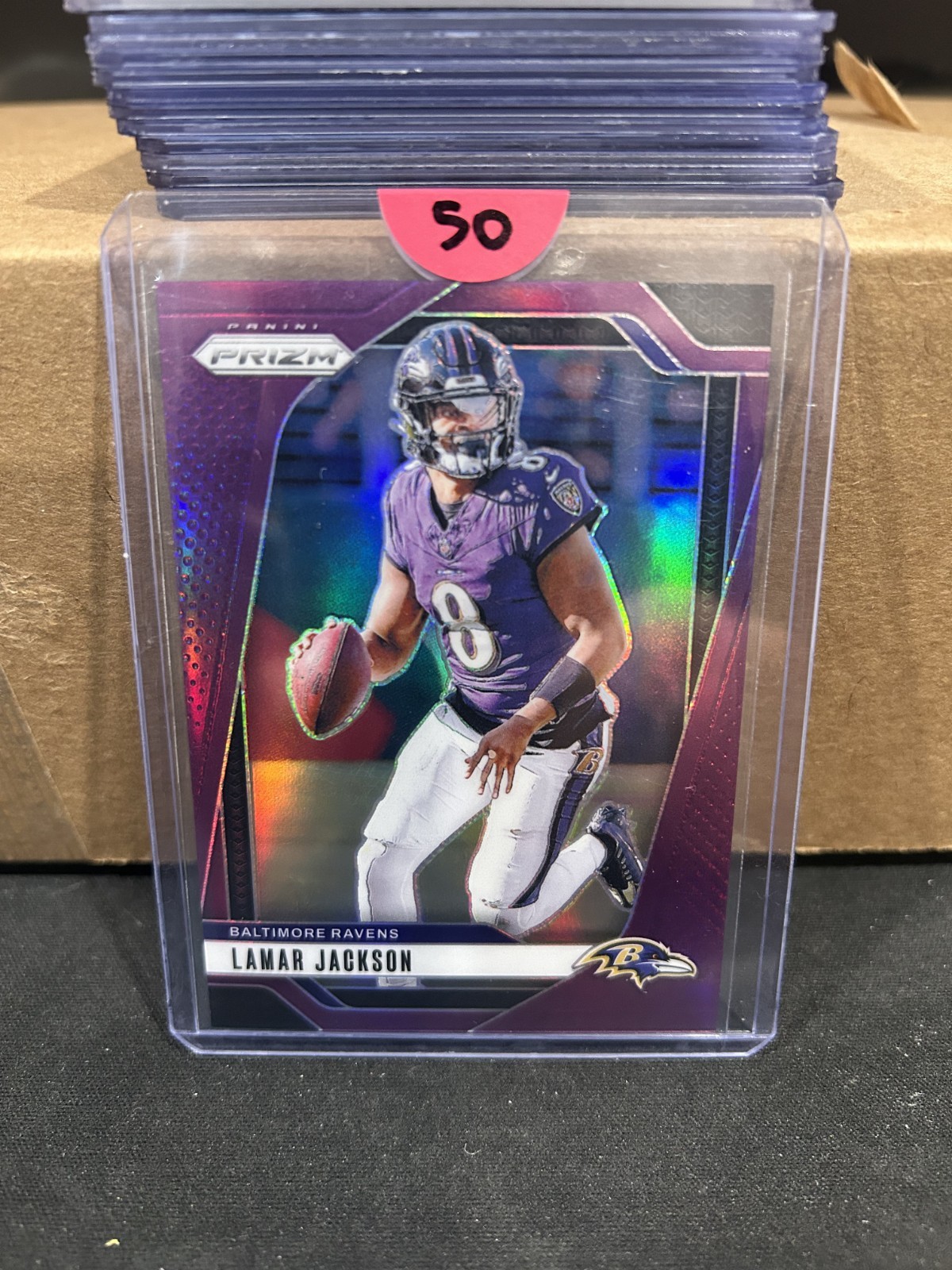 Lamar Jackson 2024 Panini Prizm Purple Prizm /125 #19 Color Match Ravens