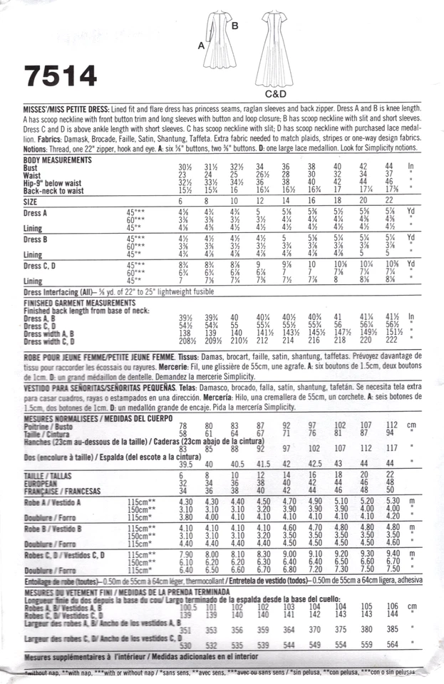 Fit and Flare Dress in 2 Length Simplicity Sewing Pattern 7514 Sizes 6 8 10 - Image 2 of 2