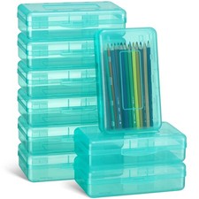 Leelosp 12 Pack Clear Plastic Pencil Boxes for School Supplies Storage with Lid