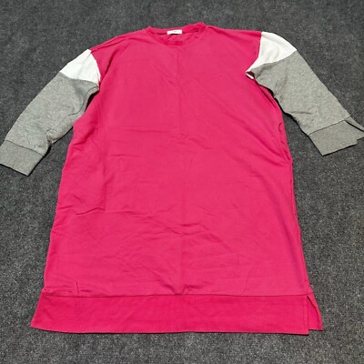 JK By Agent Shirt Womens Medium Pink Grey One Piece Top Ribbed Hem Pockets Korea