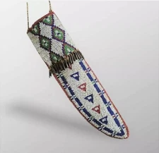 Handmade Traditional Beautiful Beaded Knife Cover Suede Leather Sheath