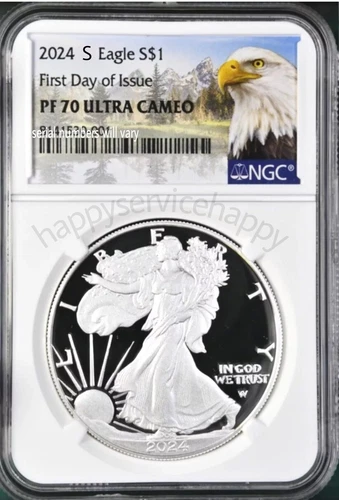 2024 S PROOF SILVER EAGLE NGC PF70 ULTRA CAMEO FIRST DAY OF ISSUE FDI  PRESALE .