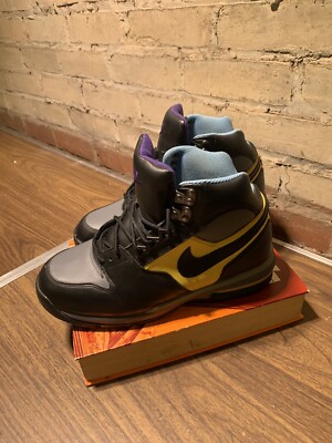 Nike Air Max Grind 316990-001 Black Yellow Light Blue Leather Mens 8.5