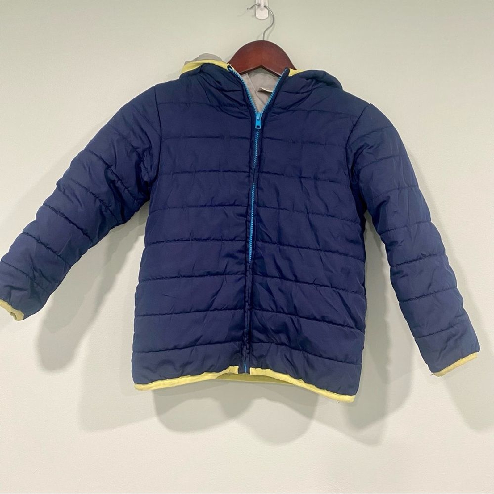 Gymboree Puffer Jacket Zip Up Blue Hooded Boys Small (5-6)-image
