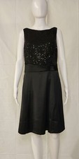 NWT. CHAPS BLACK SEQUIN DRESS-WOMEN'S STRETCH GATHERED WAIST-SIZE 10