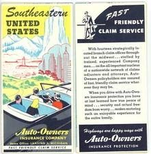 Vintage 1952 Southeastern United States Road Map – Auto-Owners Insurance Co.