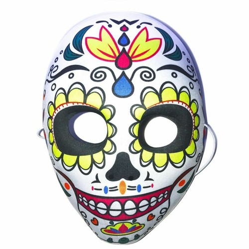 Halloween Day of The Dead Sugar Skull Mask Costume Dia de Los Muertos Accessory - Picture 6 of 7