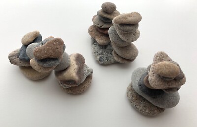 37 pc Natural Beach Spirit Stones Cairns Zen Rocks pebble art craft Stacking #C6