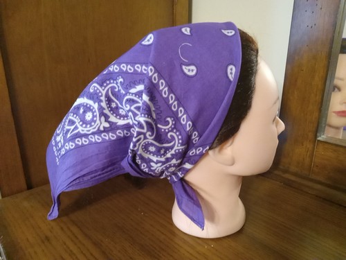 Amish Mennonite Catholic Christian Bandana Violet Veil Tied Headcovering GUC - Picture 2 of 6