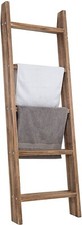 Wall Leaning Brown Wood Towel Ladder Storage Rack, Towel Rack with 5 Rungs